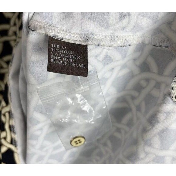 J. McLaughlin Womens Tunic Top Brown Gold Large Chain Link Print 3/4 Sleeve - Picture 4 of 5